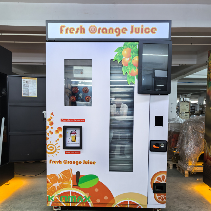 Outdoor Fresh Squeezed Orange Juice Vending Machine, Waterproof Self-Serve Commercial Smart Payment Fast Juicing